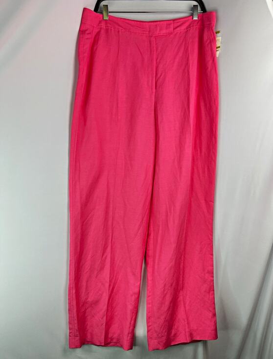 Anne Klein Pants - Anne Klein Women's Pink Linen Dress Pants Relaxed Straight 31" Inseam 14